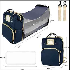 Mommy bag MultiFunction Baby Diaper Bag Backpack with Changing station blue - Picture 1 of 4
