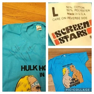 Vintage 80s Hulk Hogan No Holds Barred Movie Promo T Shirt- Autographed Sz L - Picture 1 of 11