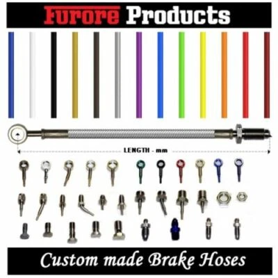 HEL Custom Coated Braided Stainless Steel Flexi Brake Clutch Hose 0.1m - 5m Car Bike