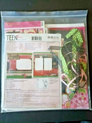 Nuevo en Paquete Bo Bunny Adolescente Chic Diva Friends 12x12 Álbum de Recortes Kit de Clase Rosa Negro Verde Foto 1 de 4