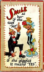 Artist Signed Dwig - Smile - At her if say no  Vintage Postcard UU2 - Picture 1 of 2