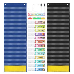 Daily Schedule Pocket Chart Classroom Schedule with Dry-erase Pen Schedule Chart - Picture 1 of 14