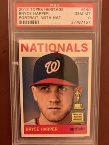 2013 Topps Heritage Bryce Harper Portrait With Hat Cup Rookie PSA 10