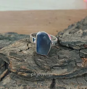 Anello in argento sterling 925 naturale multi zaffiro blu fatto a mano misura... - Foto 1 di 7
