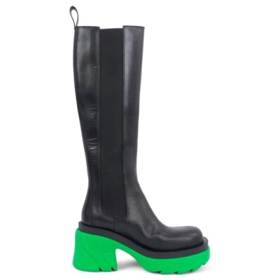 67820 auth BOTTEGA VENETA black leather 2021 FLASH CHUNKY SOLE Boots Shoes 37 - Image 1 of 4