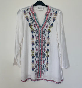 Paparazzi besticktes Top Bluse leichte Tunika Gr. L Henleyausschnitt Viskos - Bild 1 von 10
