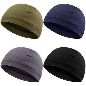 4 Pieces Men Skull Caps Soft Cotton Beanie Hats Stretchy Helmet Liner Multifu... - Picture 1 of 7