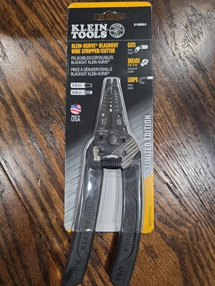 Зачистщики проводов Klein Tools K11095BLK ограниченный выпуск Kurve Blackout 8-20 AWG - Изображение 1 из 1