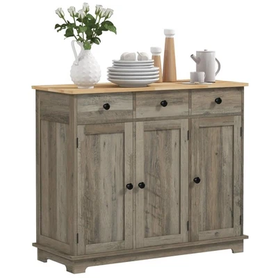 Sideboard with Solid Wood Countertop, Modern Kitchen Storage Cabinet, Coffee ... - Image 1 of 4