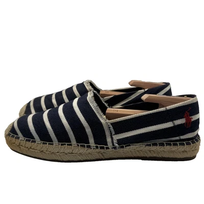 Polo Ralph Lauren Cevio Slip Shoes Mens 8.5 Espadrille Canvas Preppy Stripe - Image 1 of 4