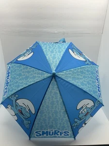Peyo die Schlümpfe Kinder Regenschirm ~ Happy Smurf ~ 22" lang x 24" offen ~ selten & Rarität! - Bild 1 von 13