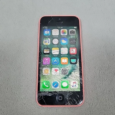 Apple iPhone 5c 32GB rosa/vermelho A1532 Verizon tela rachada liga a leitura - Imagem 1 de 4