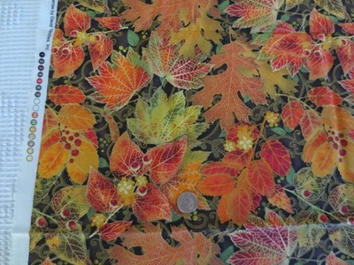 4795.  AUTUMN LEAVES by Nancy MAEKAWA Quilting COTTON FABRIC - 43-1/2" x 2 yds. - Image 1 of 3