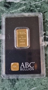 5 Gram 999.9 Fine Solid Gold ABC Bullion Minted Tablet Ingot Bar Certified - Picture 1 of 3