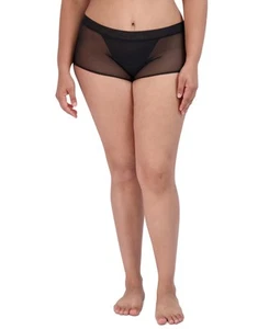 Steve Madden Women's Mesh Boyshort Underwear, Black Nylon Blend, X-Large - Picture 1 of 6