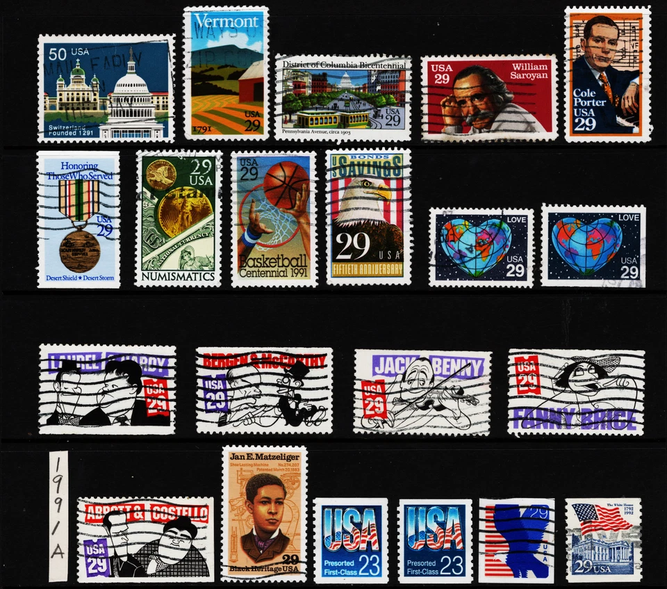 1991a Collection US stamps 29c (used set of 21) OFF paper -n491a - Image 1 of 1