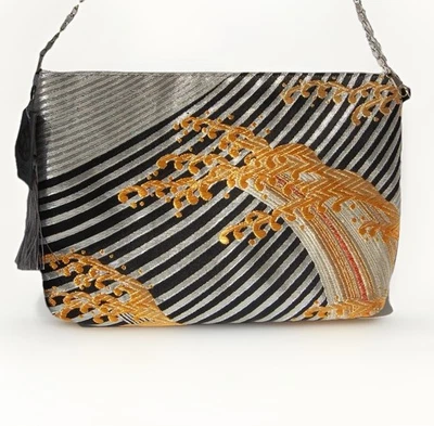 One-of-a-Kind 100% Silk Kimono Obi Shoulder Bag | Handmade Japanese Crossbody - Image 1 of 4