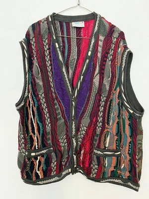 Coogi Australia Men's XL Cable Knitwear Vest Sweater Pockets Vintage 3D 90s - Image 1 of 4