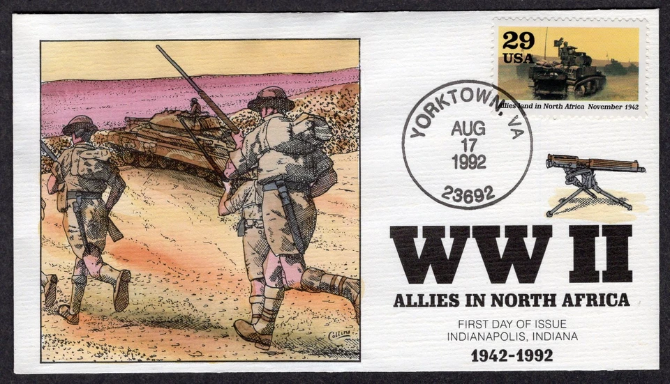 1992 WWII Allies In North Africa (2697j) - Collins Hand Painted FDC TD786 - Image 1 of 1