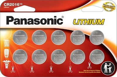 Baterias Panasonic CR2016 3 volts de célula moeda de lítio de longa duração (10 baterias) - Imagem 1 de 4