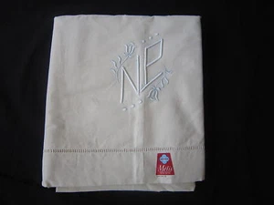 DV1830 DRAP ANCIEN DESSUS LIT 140 LIN COTON BRODE Nf - Imagen 1 de 1