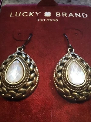 Lucky Brand Gold Tone Imitation Pearl Hanging Rope Drop Earrings, NWOT - Image 1 of 2
