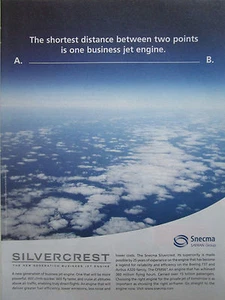 9/2007 PUB SNECMA SAFRAN SILVERCREST BUSINESS JET FLUGZEUG MOTOR ORIGINAL ANZEIGE - Bild 1 von 1