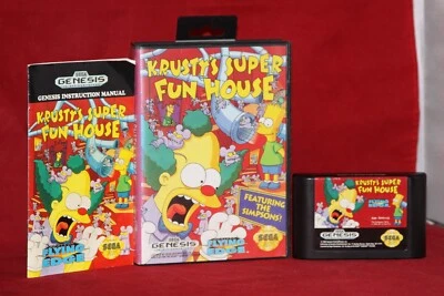 Krusty's Super Fun House (Sega Genesis, 1992) Authentic Game, CIB Complete - Image 1 of 4