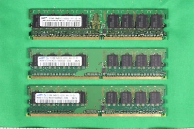 USED SAMSUNG 3 X 512MB PC2-4200U DDR2, 1.5GB TOTAL 1RX8, M378T6553CZ3-CD5 - Image 1 of 4