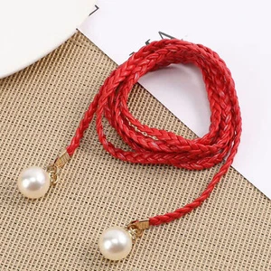 Peals Waist Dress Embellishment Belt Pearl Waist Chain Belt for Women Leather - Picture 1 of 11