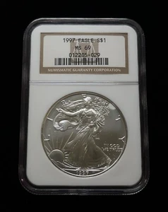 1997 American Silver Eagle NGC MS69 - Brown Label - 1oz .999 Fine Silver $1 - Picture 1 of 6