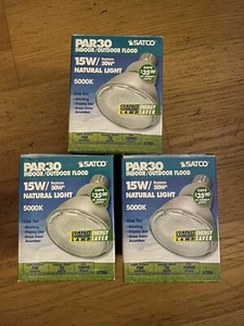15 Watt PAR30 Indoor/Outdoor Flood 120V Replaces 50W- SATCO-S7206 - 3 Pack - Picture 1 of 3