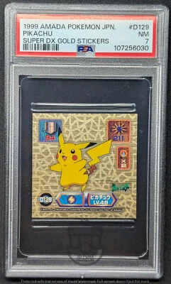 Pokemon 1999 Amada Super DX Gold - Pikachu D129 Gold Sticker - PSA 7 NM - Image 1 of 3