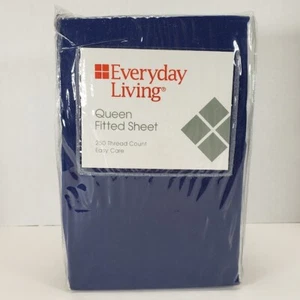 Queen Size Fitted Sheet color Twilight Blue by Everyday Living - Picture 1 of 7