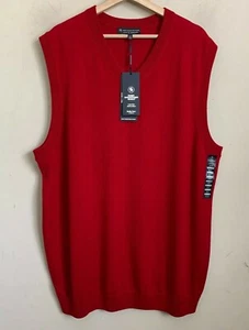 Hart Schaffner Marx Vest Sweater Red V-Neck Fine Merino Wool Size 2XT NEW - Picture 1 of 8