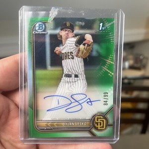 2022 Bowman Draft Dylan Lesko 1st Bowman True Green Refractor Auto /99