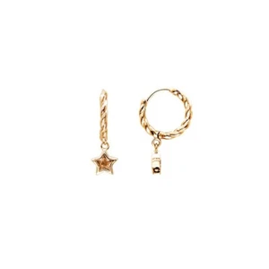 orecchini cerchio pendente stella argento 925 anallergico for you pietra gialla - Foto 1 di 1