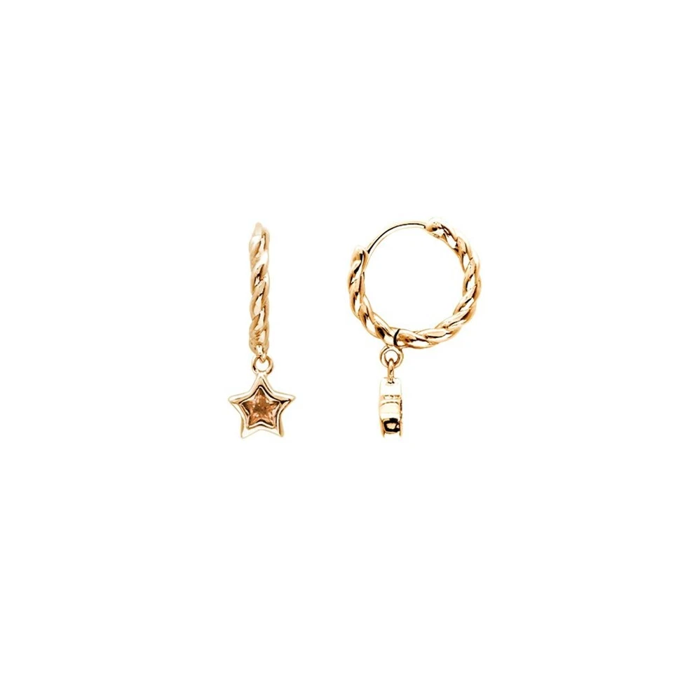 orecchini cerchio pendente stella argento 925 anallergico for you pietra gialla - Immagine 1 di 1