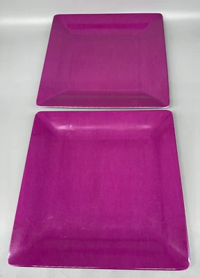 2 Crate & Barrel 11 in Square  Purple  Melamine Plates - Image 1 of 4