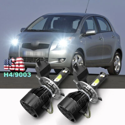 For Toyota Yaris 2006- 2021 6000K LED Headlight Bulbs High/Low Beam H4/ 9003 2pc - Image 1 of 4