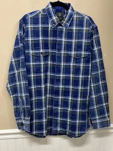 F/X Fusion Men's Long Sleeve Plaid Button Shirt Size L Washed Blue NWT - Picture 1 of 5