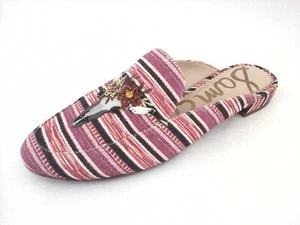 SAM EDELMAN Mules Jillian 3 Pink Beaded Southwestern Flats US 7.5/37.5 $128 New - Picture 1 of 5