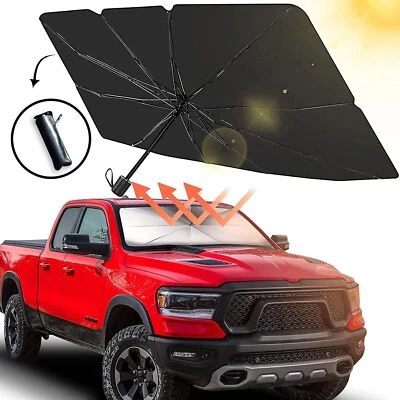 Foldable Front Windshield Sun Shade Visor Cover Umbrella For Block Heat UV Car - Image 1 of 4