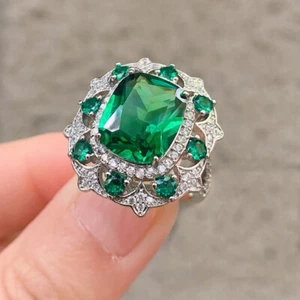 New Classical Mother's Jewelry Gifts Charm Green Citrine Gems Silver Rings #6-10 - Picture 1 of 6