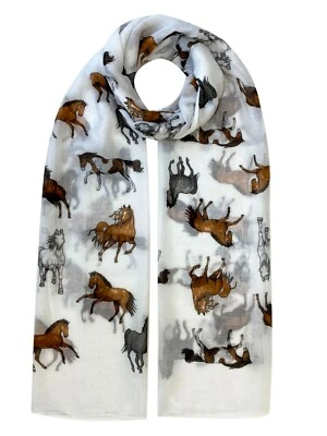 ISABELLE BOUTIQUE Pferdedruck Bauernhof Tierdruck Schal Damen leichte Abdeckung Hijab Schal Schlumpf