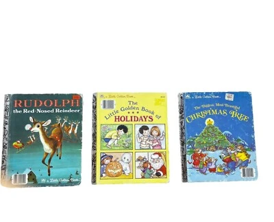 3X Christmas Child’s Little Golden Books Rudolph 1976 Holidays, Tree 1985 - Image 1 of 4
