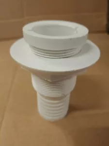THRU HULL WHITE NYLON - STRAIGHT BARBED 1-1/2'' - FLANGE OUTER DIAMETER 2-1/8'' - Picture 1 of 8