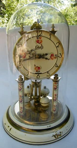 Schatz 400 Day (?) Reloj Aniversario Latón con Cúpula de Vidrio Flores y Llaveros - Imagen 1 de 17