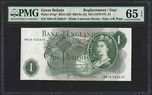 GREAT BRITAIN 1 Pound 1970, ENGLAND B323 P-374g* Page REPLACEMENT PMG 65 EPQ UNC - Picture 1 of 2