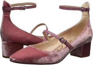 Sam Edelman Lulie Faded Pink Rose Silky Velvet Shoes, Ankle Straps. Sz:  10.5 M - Picture 1 of 9